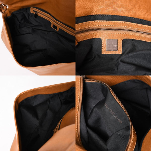 FENDI フェンディ ワンショルダーバッグ マンマバケット キャラメルブラウン シルバー金具 本革 8BR030 美品 中古 4a004861
