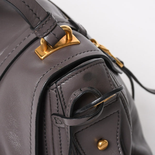 Very Good Condition MIU MIU Grace Looks Shoulder Bag 5BN088 Calf Leather Smoke Gray Handbag Gold Hardware Used 4a005275