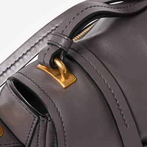 Very Good Condition MIU MIU Grace Looks Shoulder Bag 5BN088 Calf Leather Smoke Gray Handbag Gold Hardware Used 4a005275