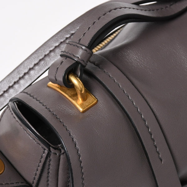 Very Good Condition MIU MIU Grace Looks Shoulder Bag 5BN088 Calf Leather Smoke Gray Handbag Gold Hardware Used 4a005275