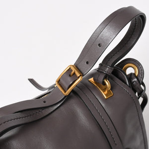 Very Good Condition MIU MIU Grace Looks Shoulder Bag 5BN088 Calf Leather Smoke Gray Handbag Gold Hardware Used 4a005275
