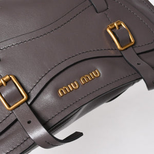 Very Good Condition MIU MIU Grace Looks Shoulder Bag 5BN088 Calf Leather Smoke Gray Handbag Gold Hardware Used 4a005275