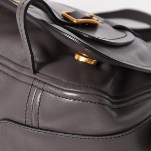 Very Good Condition MIU MIU Grace Looks Shoulder Bag 5BN088 Calf Leather Smoke Gray Handbag Gold Hardware Used 4a005275