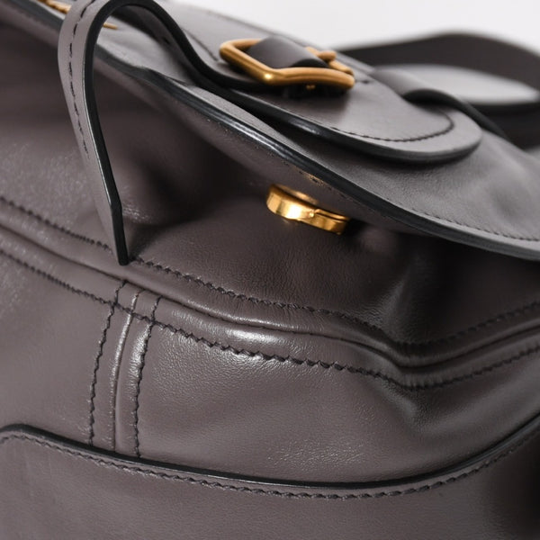 Very Good Condition MIU MIU Grace Looks Shoulder Bag 5BN088 Calf Leather Smoke Gray Handbag Gold Hardware Used 4a005275