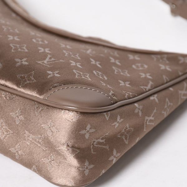 極美品 LOUIS VUITTON ルイヴィトン モノグラムサテン リトルブローニュ ショルダーバッグ M92143 ベージュ サテン生地 レザー シルバー金具 中古 4a005263