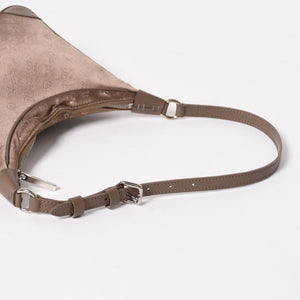 極美品 LOUIS VUITTON ルイヴィトン モノグラムサテン リトルブローニュ ショルダーバッグ M92143 ベージュ サテン生地 レザー シルバー金具 中古 4a005263