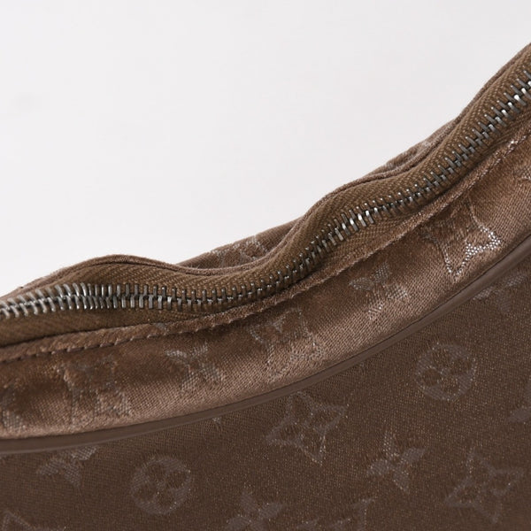 極美品 LOUIS VUITTON ルイヴィトン モノグラムサテン リトルブローニュ ショルダーバッグ M92143 ベージュ サテン生地 レザー シルバー金具 中古 4a005263
