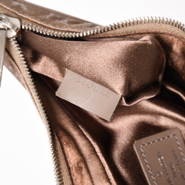 極美品 LOUIS VUITTON ルイヴィトン モノグラムサテン リトルブローニュ ショルダーバッグ M92143 ベージュ サテン生地 レザー シルバー金具 中古 4a005263