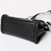 Load image into Gallery viewer, FENDI フェンディ ミニピーカブー ハンドバッグ 8BN244 ショルダーバッグ レースアップ ブラック ブルー ホワイト シルバー金具 美品 中古 4a005336
