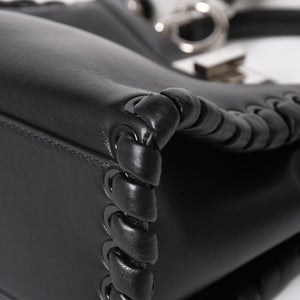 FENDI フェンディ ミニピーカブー ハンドバッグ 8BN244 ショルダーバッグ レースアップ ブラック ブルー シルバー金具 美品 中古 4a005336