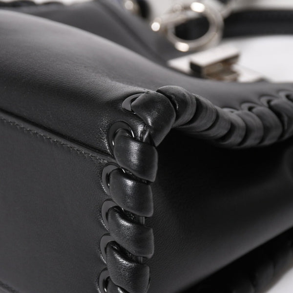 FENDI フェンディ ミニピーカブー ハンドバッグ 8BN244 ショルダーバッグ レースアップ ブラック ブルー シルバー金具 美品 中古 4a005336