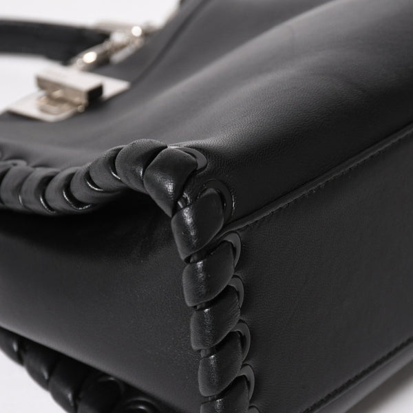 FENDI フェンディ ミニピーカブー ハンドバッグ 8BN244 ショルダーバッグ レースアップ ブラック ブルー シルバー金具 美品 中古 4a005336