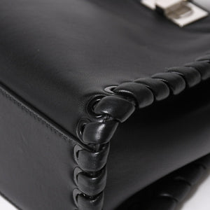 FENDI フェンディ ミニピーカブー ハンドバッグ 8BN244 ショルダーバッグ レースアップ ブラック ブルー シルバー金具 美品 中古 4a005336