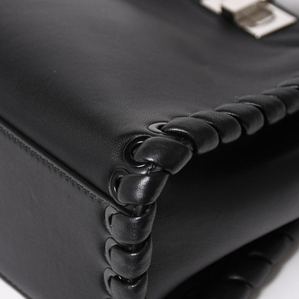 FENDI フェンディ ミニピーカブー ハンドバッグ 8BN244 ショルダーバッグ レースアップ ブラック ブルー シルバー金具 美品 中古 4a005336