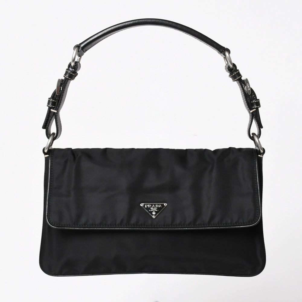 PRADA プラダ ハンドバッグ ショルダーバッグ ブラック ナイロン テスート サファーノ レザー 美品 中古 4a004862