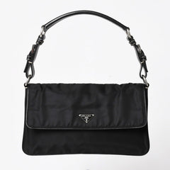 PRADA プラダ ハンドバッグ ショルダーバッグ ブラック ナイロン テスート サファーノ レザー 美品 中古 4a004862