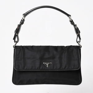 PRADA プラダ ハンドバッグ ショルダーバッグ ブラック ナイロン テスート サファーノ レザー 美品 中古 4a004862