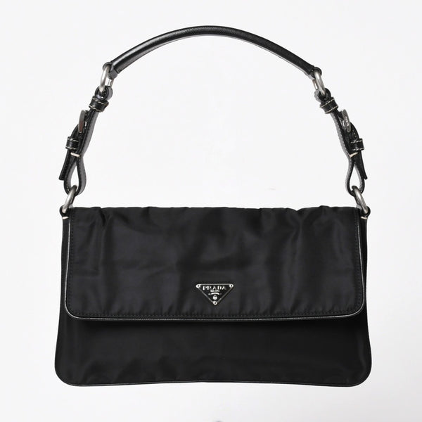 PRADA プラダ ハンドバッグ ショルダーバッグ ブラック ナイロン テスート サファーノ レザー 美品 中古 4a004862