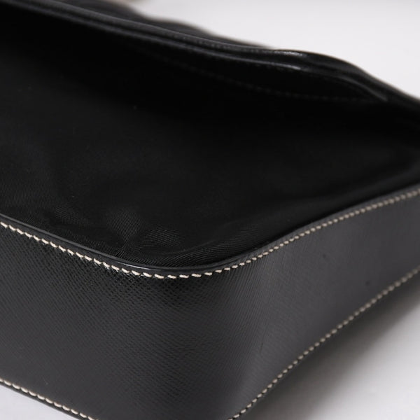 PRADA プラダ ハンドバッグ ショルダーバッグ ブラック ナイロン テスート サファーノ レザー 美品 中古 4a004862