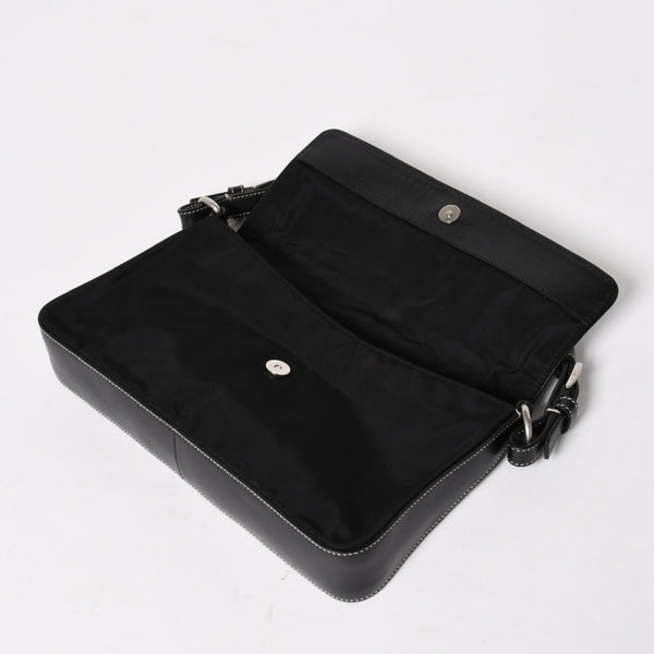 PRADA プラダ ハンドバッグ ショルダーバッグ ブラック ナイロン テスート サファーノ レザー 美品 中古 4a004862