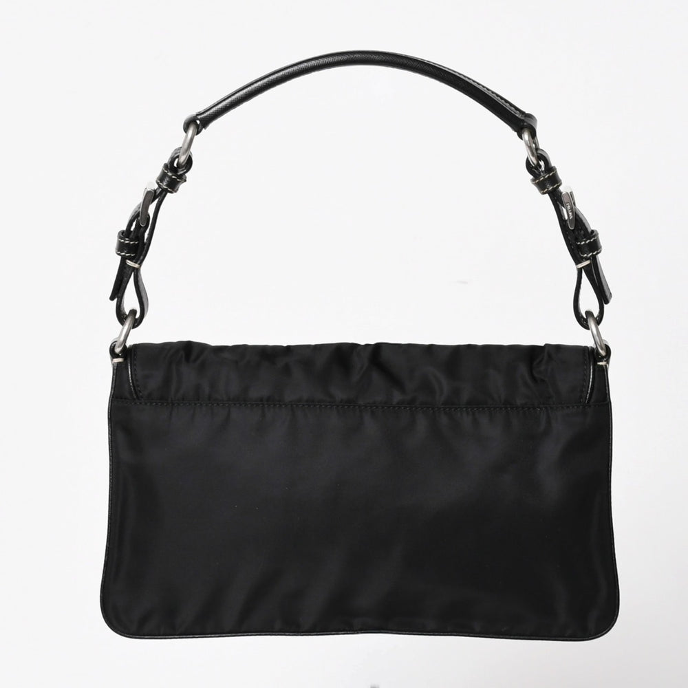 PRADA プラダ ハンドバッグ ショルダーバッグ ブラック ナイロン テスート サファーノ レザー 美品 中古 4a004862