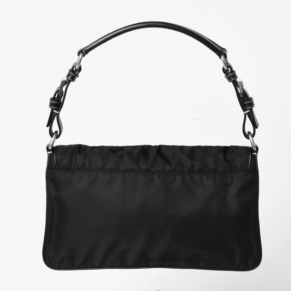 PRADA プラダ ハンドバッグ ショルダーバッグ ブラック ナイロン テスート サファーノ レザー 美品 中古 4a004862