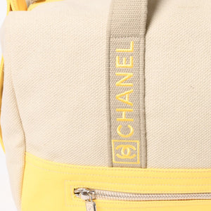 CHANEL CHANEL Sports Line Boston Bag Coco Mark No. 12 Canvas Yellow Beige Silver Hardware Good Condition Used 4a004912