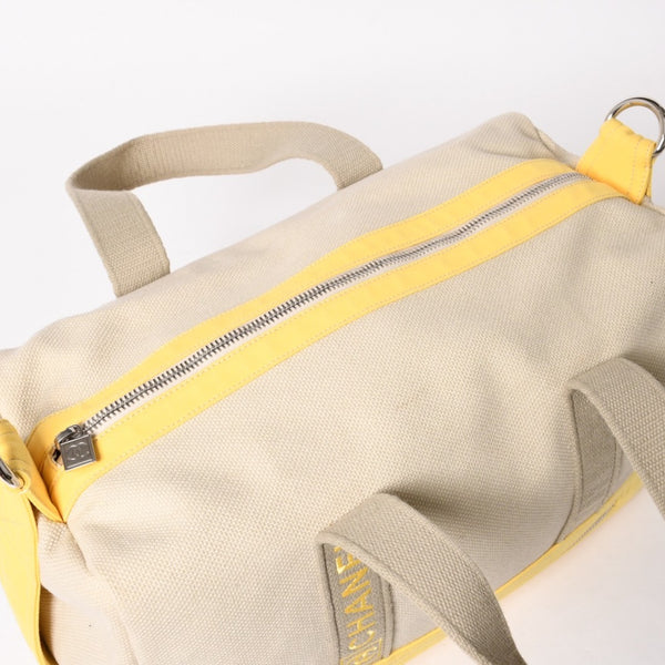 CHANEL CHANEL Sports Line Boston Bag Coco Mark No. 12 Canvas Yellow Beige Silver Hardware Good Condition Used 4a004912