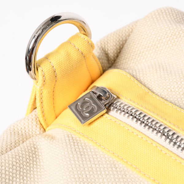 CHANEL CHANEL Sports Line Boston Bag Coco Mark No. 12 Canvas Yellow Beige Silver Hardware Good Condition Used 4a004912