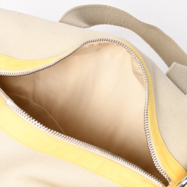 CHANEL CHANEL Sports Line Boston Bag Coco Mark No. 12 Canvas Yellow Beige Silver Hardware Good Condition Used 4a004912