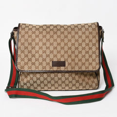 GUCCI Gucci Web Strap Messenger Shoulder Bag 233052 GG Canvas Sherry Line Brown Good Condition Used 4a004839