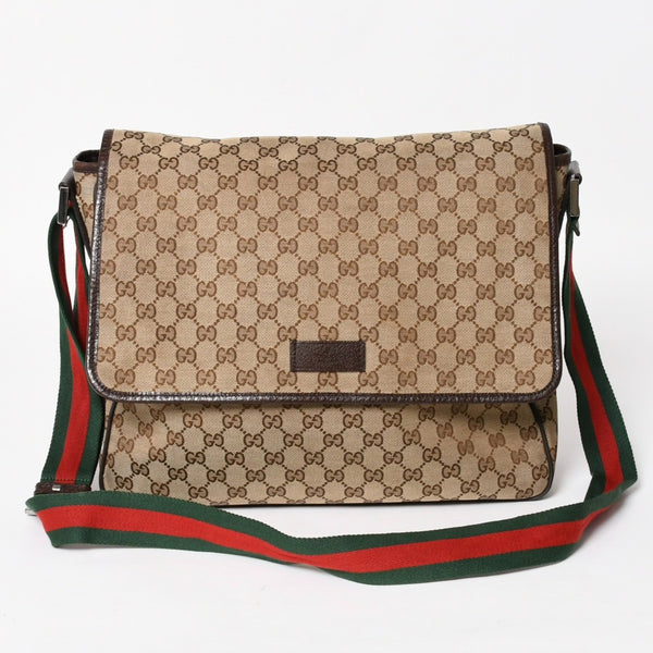 GUCCI Gucci Web Strap Messenger Shoulder Bag 233052 GG Canvas Sherry Line Brown Good Condition Used 4a004839