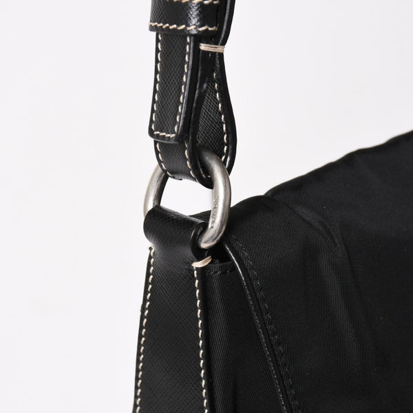 PRADA プラダ ハンドバッグ ショルダーバッグ ブラック ナイロン テスート サファーノ レザー 美品 中古 4a004862