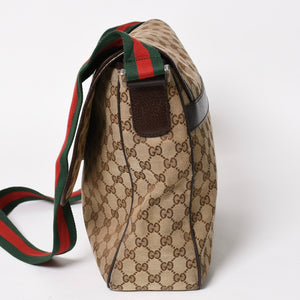GUCCI Gucci Web Strap Messenger Shoulder Bag 233052 GG Canvas Sherry Line Brown Good Condition Used 4a004839