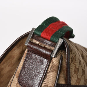 GUCCI Gucci Web Strap Messenger Shoulder Bag 233052 GG Canvas Sherry Line Brown Good Condition Used 4a004839