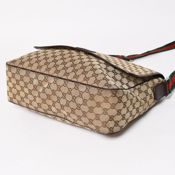 GUCCI Gucci Web Strap Messenger Shoulder Bag 233052 GG Canvas Sherry Line Brown Good Condition Used 4a004839