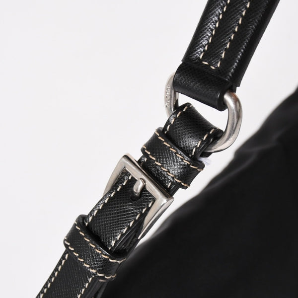 PRADA プラダ ハンドバッグ ショルダーバッグ ブラック ナイロン テスート サファーノ レザー 美品 中古 4a004862