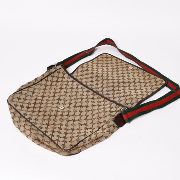 GUCCI Gucci Web Strap Messenger Shoulder Bag 233052 GG Canvas Sherry Line Brown Good Condition Used 4a004839