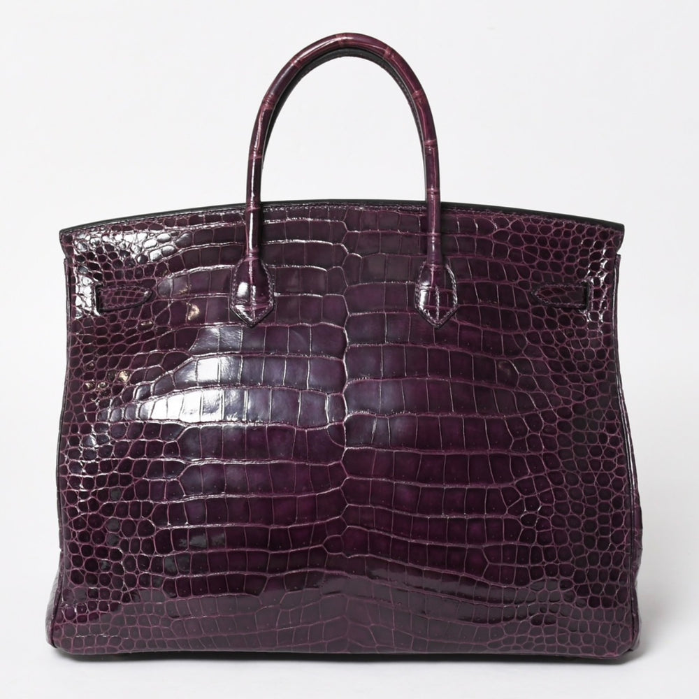 極美品 HERMES エルメス Birkin 40 バーキン40 ハンドバッグ □P刻印 アメジスト ポロサス 2012年製 シルバー金具 内縫い 中古 4a005364
