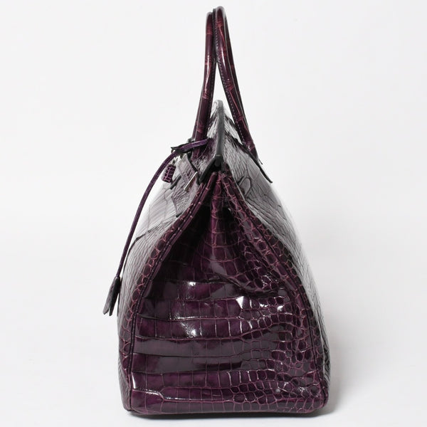 極美品 HERMES エルメス Birkin 40 バーキン40 ハンドバッグ □P刻印 アメジスト ポロサス 2012年製 シルバー金具 内縫い 中古 4a005364