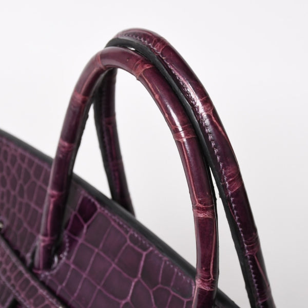 極美品 HERMES エルメス Birkin 40 バーキン40 ハンドバッグ □P刻印 アメジスト ポロサス 2012年製 シルバー金具 内縫い 中古 4a005364