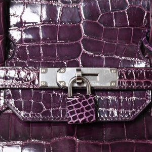 極美品 HERMES エルメス Birkin 40 バーキン40 ハンドバッグ □P刻印 アメジスト ポロサス 2012年製 シルバー金具 内縫い 中古 4a005364