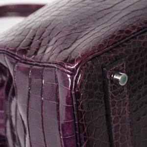 極美品 HERMES エルメス Birkin 40 バーキン40 ハンドバッグ □P刻印 アメジスト ポロサス 2012年製 シルバー金具 内縫い 中古 4a005364
