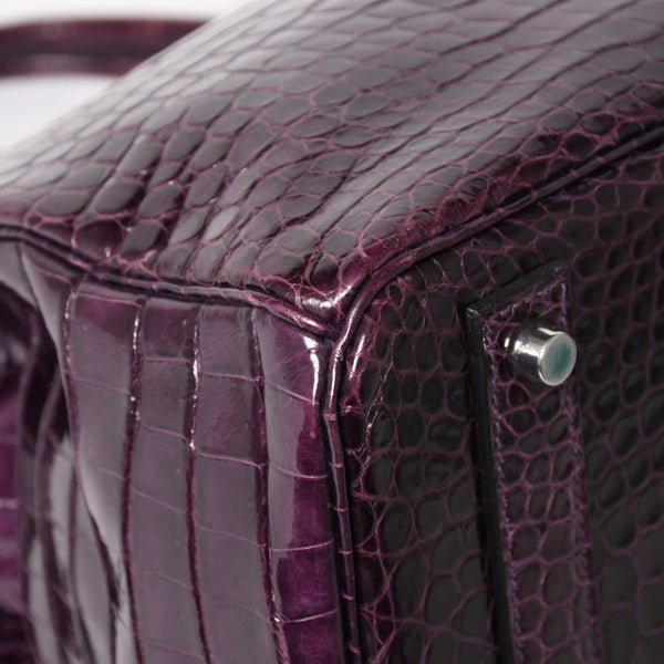 極美品 HERMES エルメス Birkin 40 バーキン40 ハンドバッグ □P刻印 アメジスト ポロサス 2012年製 シルバー金具 内縫い 中古 4a005364