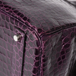 極美品 HERMES エルメス Birkin 40 バーキン40 ハンドバッグ □P刻印 アメジスト ポロサス 2012年製 シルバー金具 内縫い 中古 4a005364