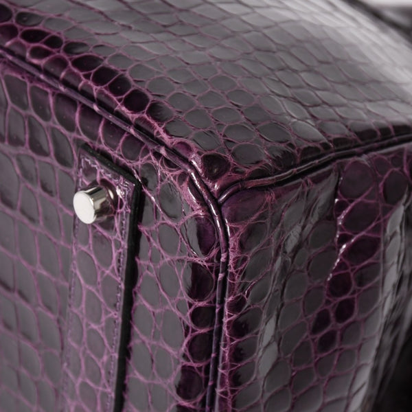 極美品 HERMES エルメス Birkin 40 バーキン40 ハンドバッグ □P刻印 アメジスト ポロサス 2012年製 シルバー金具 内縫い 中古 4a005364