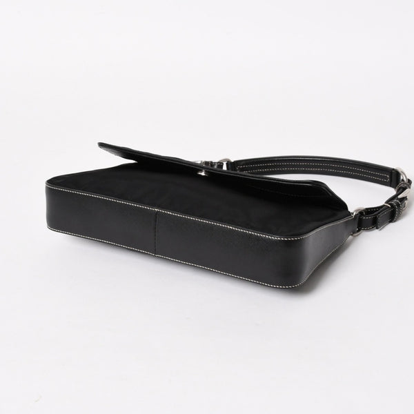 PRADA プラダ ハンドバッグ ショルダーバッグ ブラック ナイロン テスート サファーノ レザー 美品 中古 4a004862