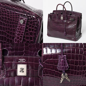 極美品 HERMES エルメス Birkin 40 バーキン40 ハンドバッグ □P刻印 アメジスト ポロサス 2012年製 シルバー金具 内縫い 中古 4a005364