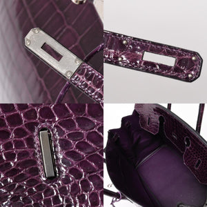 極美品 HERMES エルメス Birkin 40 バーキン40 ハンドバッグ □P刻印 アメジスト ポロサス 2012年製 シルバー金具 内縫い 中古 4a005364