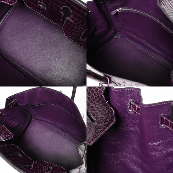 極美品 HERMES エルメス Birkin 40 バーキン40 ハンドバッグ □P刻印 アメジスト ポロサス 2012年製 シルバー金具 内縫い 中古 4a005364